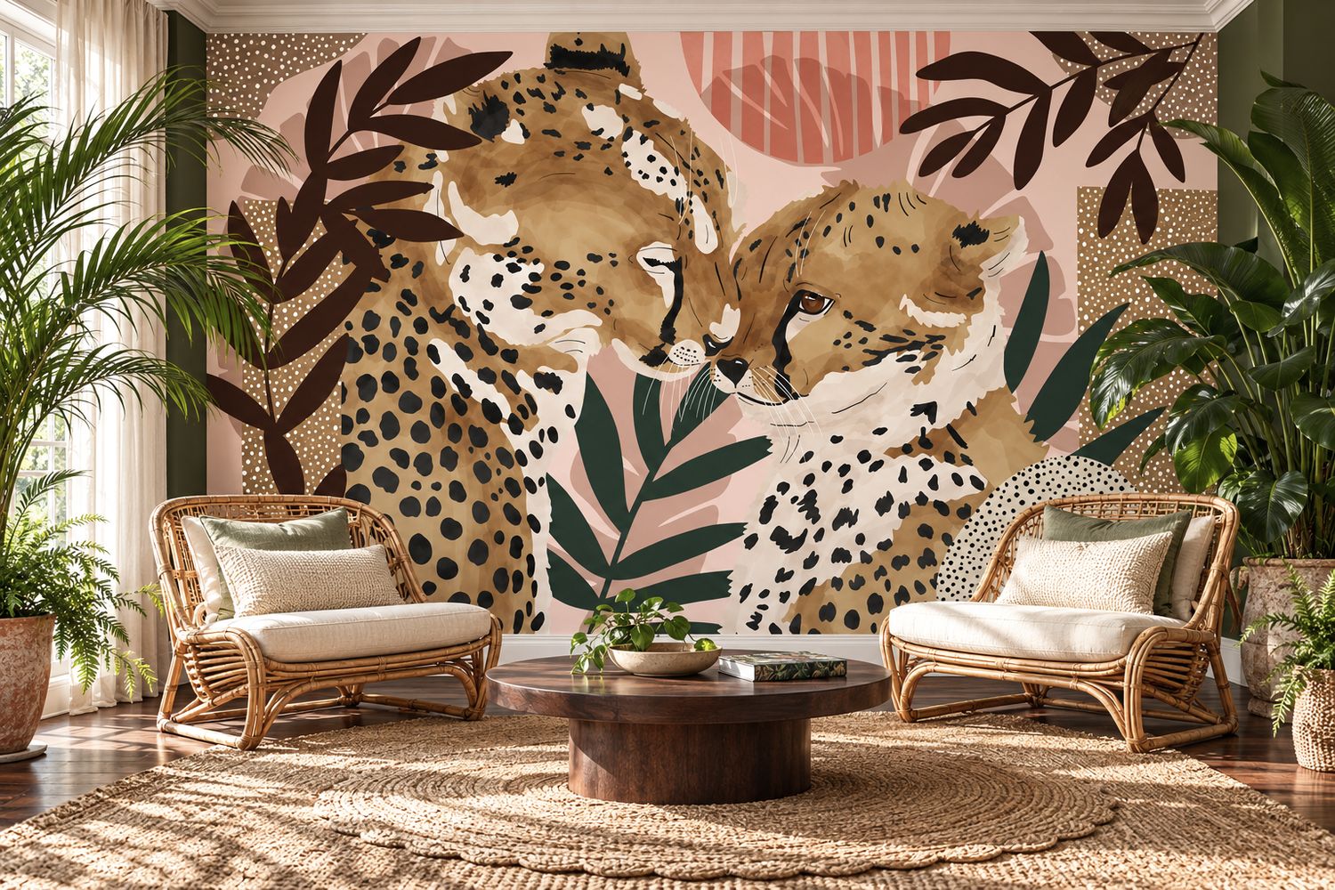 Cheetahs in Love Removable Wallpaper Mural by Marta Barragán Camarasa