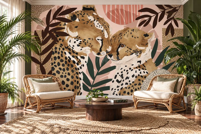 Cheetahs in Love Removable Wallpaper Mural by Marta Barragán Camarasa
