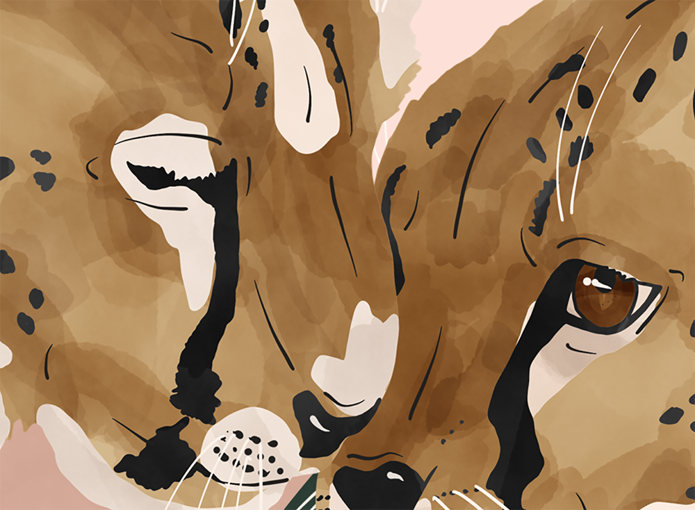 Cheetahs in Love Removable Wallpaper Mural by Marta Barragán Camarasa