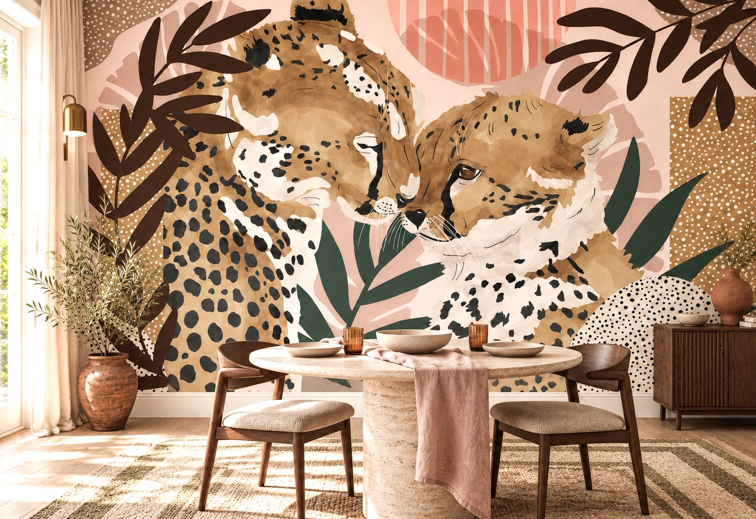 Cheetahs in Love Removable Wallpaper Mural by Marta Barragán Camarasa