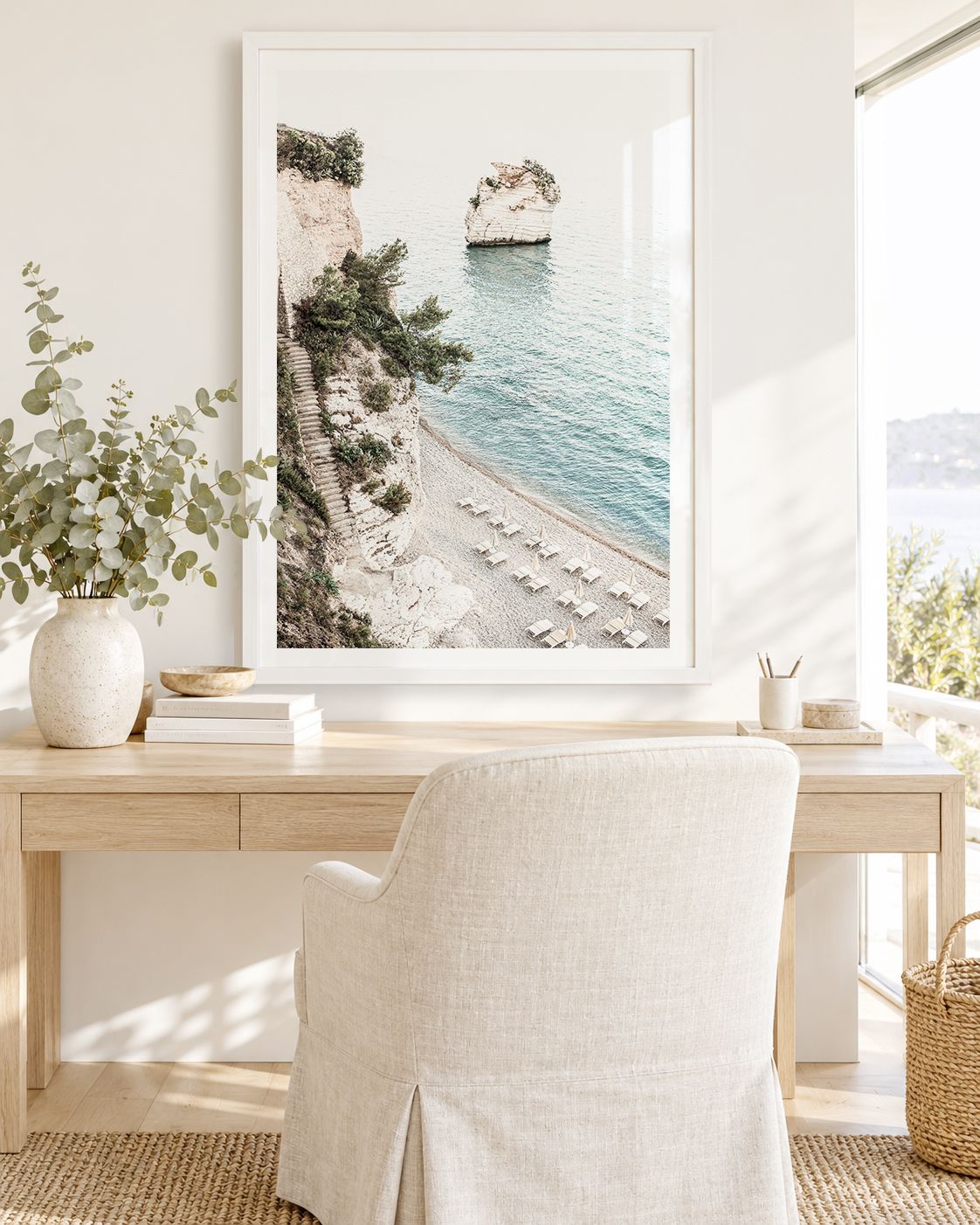 White framed print