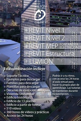 (5 Cursos) REVIT 1 + REVIT 2 + REVIT Estructura 1 + MEP Fontanería + MEP Electricidad + LUMION Total (+510 Vídeos)
