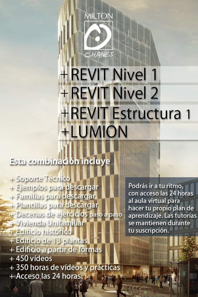 (4 Cursos) REVIT 1 + REVIT 2 + REVIT Estructura 1 + LUMION Total (+450 Vídeos)