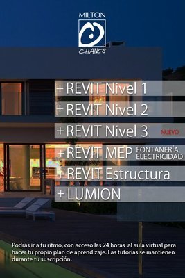 (6 Cursos) REVIT 1 + REVIT 2 + REVIT 3 + REVIT Estructura 1 + MEP Fontanería + MEP Electricidad + LUMION Total (+630 Vídeos)