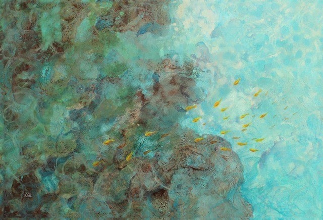 Ocean artist print - &#39;Over the Reef&#39; - hand-finished option limited edition/100 on canvas, from