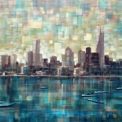 Melbourne Artist print 'Bay View xi' - large hand-finished canvas reproduction or giclee print on paper