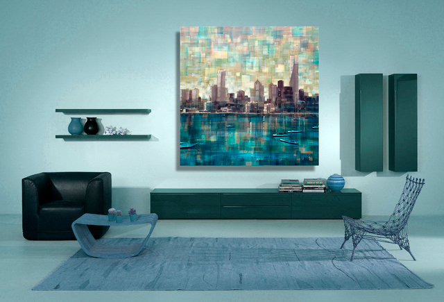 Melbourne Artist print  'Bay View xi' - large hand-finished, limited edition, canvas reproduction