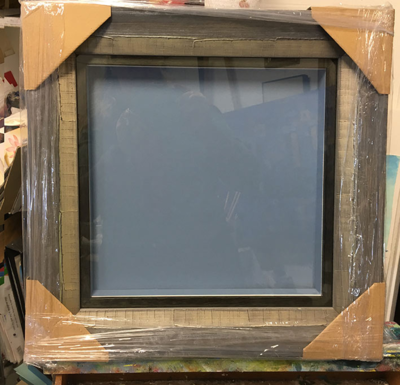 Double custom box frame - charcoal and grey-blue