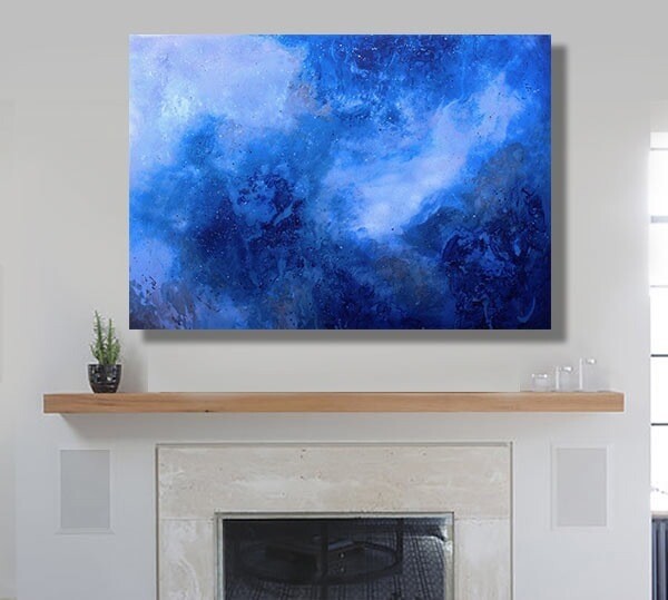 Abstract painting : &#39;Astral&#39;- 120x90cm, mixed media on board