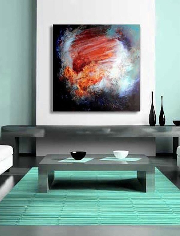 Abstract black, red,orange