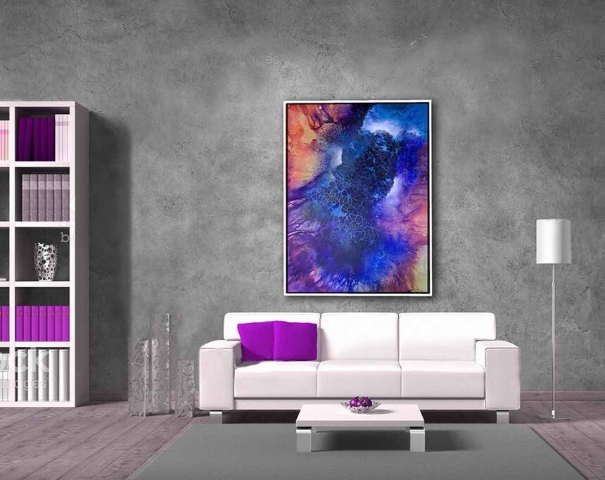 Large Abstract Paintings 'Glow Beyond v'- 100x120cm, mixed media on yupo panel