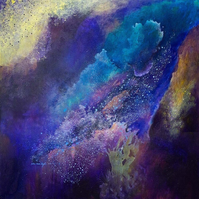 Large Square Abstract artwork - 'Release iii'- 100x100cm, mixed media on canvas