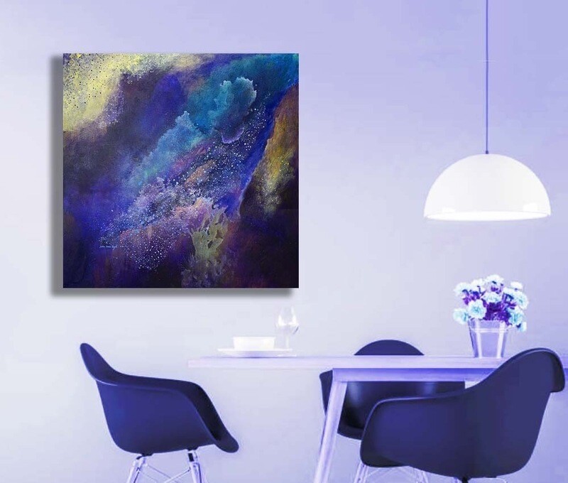 Large Square Abstract artwork - &#39;Release iii&#39;- 100x100cm, mixed media on canvas