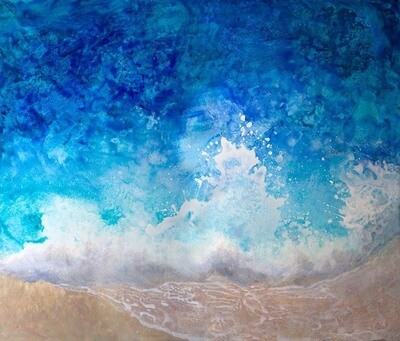 SOLD 'Little Shore' 120x100cm, mixed media on board
