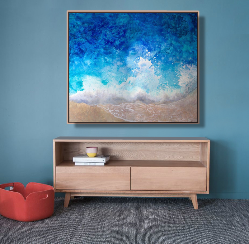 SOLD 'Little Shore' 120x100cm, mixed media on board