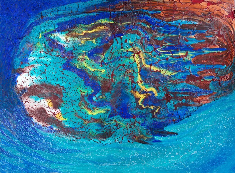 SOLD - &#39;The Cooling&#39; - 120x90cm, mixed media on yupo board
