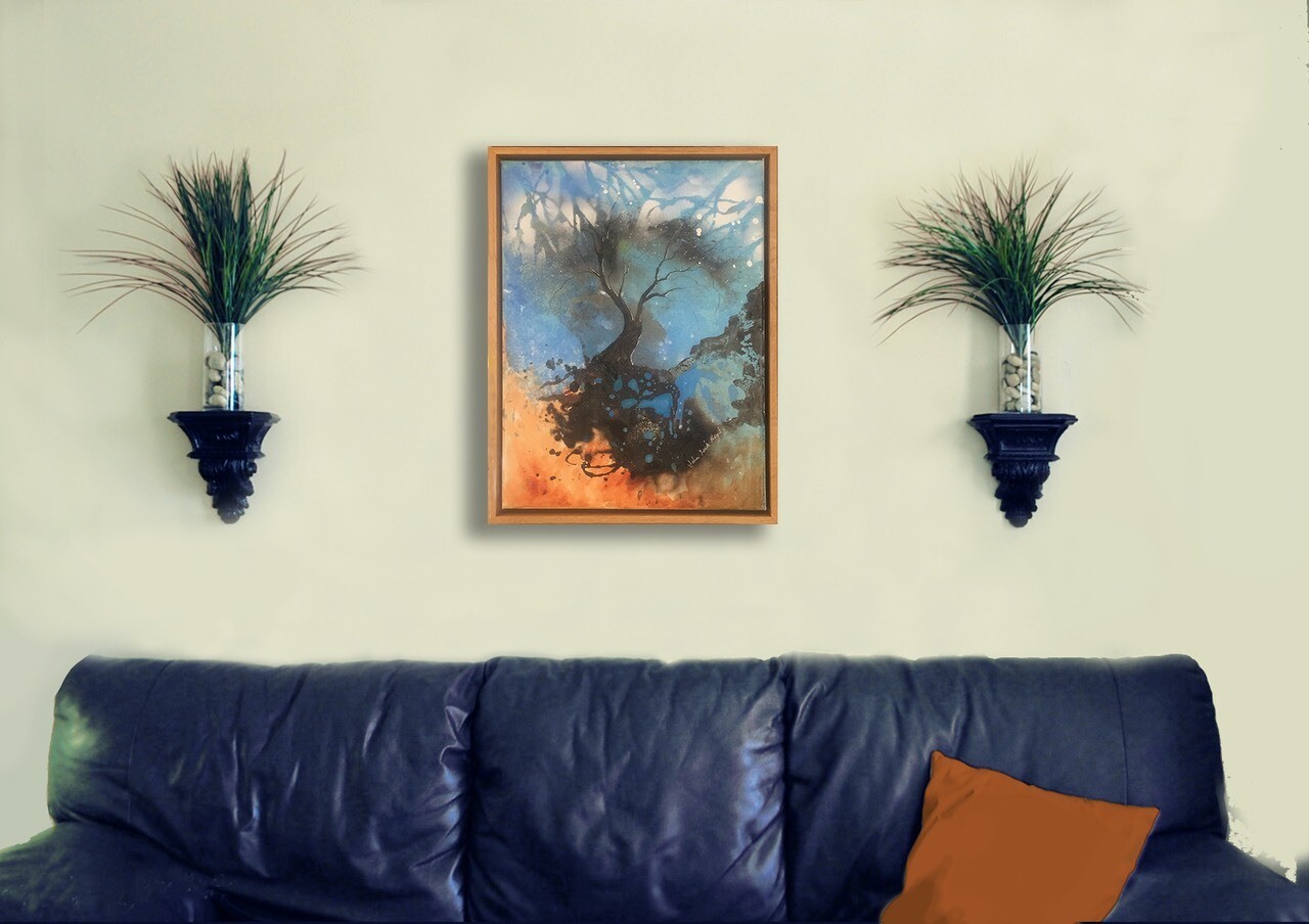 Abstract original painting , &#39;Tree of Life iii&#39; - 35x45cm , mixed media on canvas