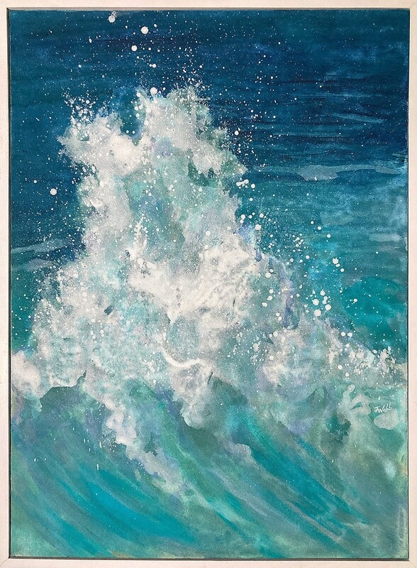 Original OUTDOOR ocean painting - &#39;Splish i  &#39; -41.5 x 61 cm , Jennifer Webb