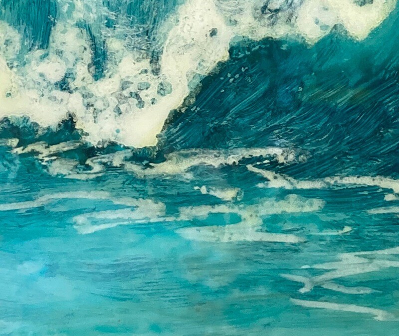 detail of outdoor ocean painting