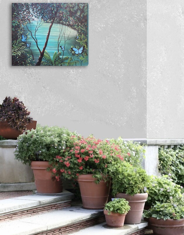 Rainforest painting - 'Ulysses of the Daintree  ' - 60x50 cm , original OUTDOOR painting, Robert Corcoran