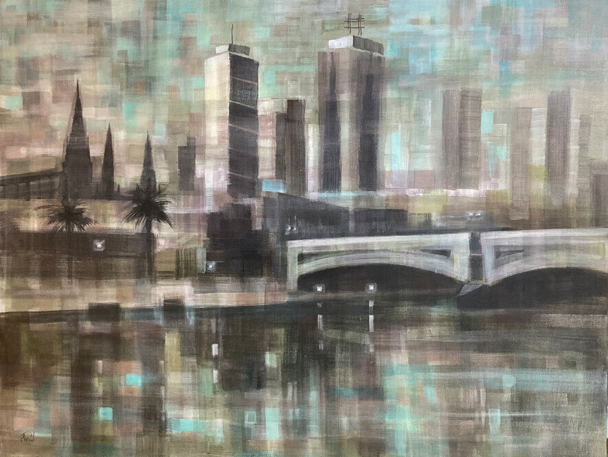 Original painting of Melbourne - Classic Yarra, Prince's Bridge - 120x90cm, mixed media on canvas