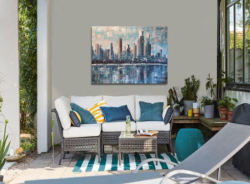 Original Outdoor painting of Melbourne - 'Late afternoon wine, St Kilda kiosk ' - 120x90 cm , Jennifer Webb