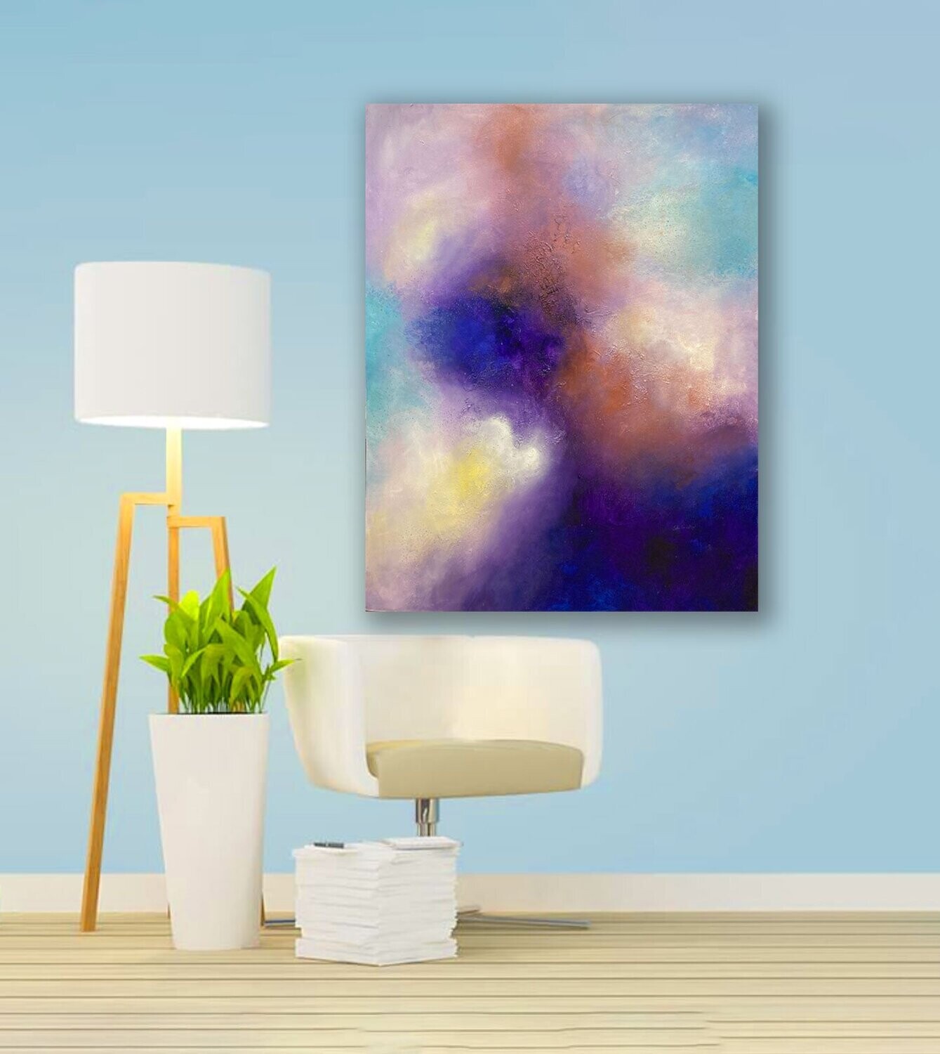 Large abstract painting - &#39;Heaven and Earth i&#39;- 120x90cm, mixed media on board