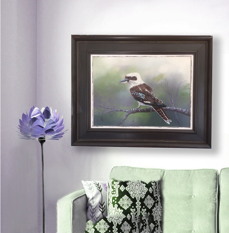 Australian Birds- 'Kookaburra' - acrylic on wood panel, framed