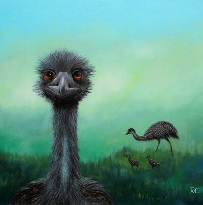 Emu paintings - The Old man is watching - SOLD, Commissions available
