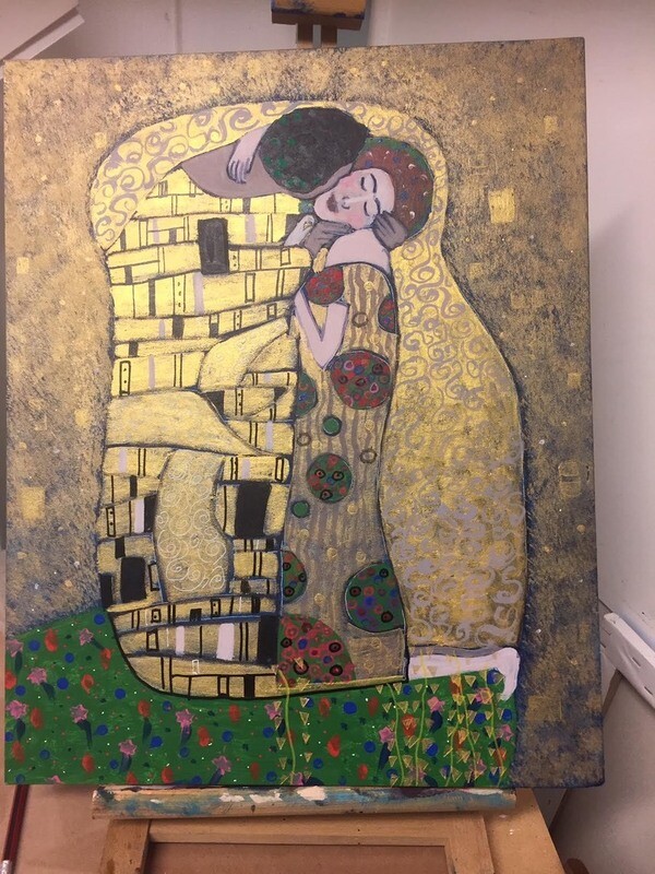 The Kiss - Tribute painting to Gustav Klimt