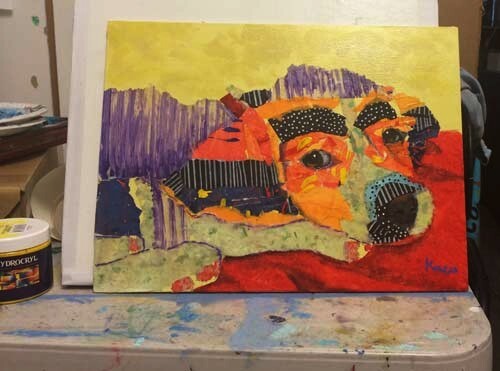 POP DOG - Mixed media animal painting