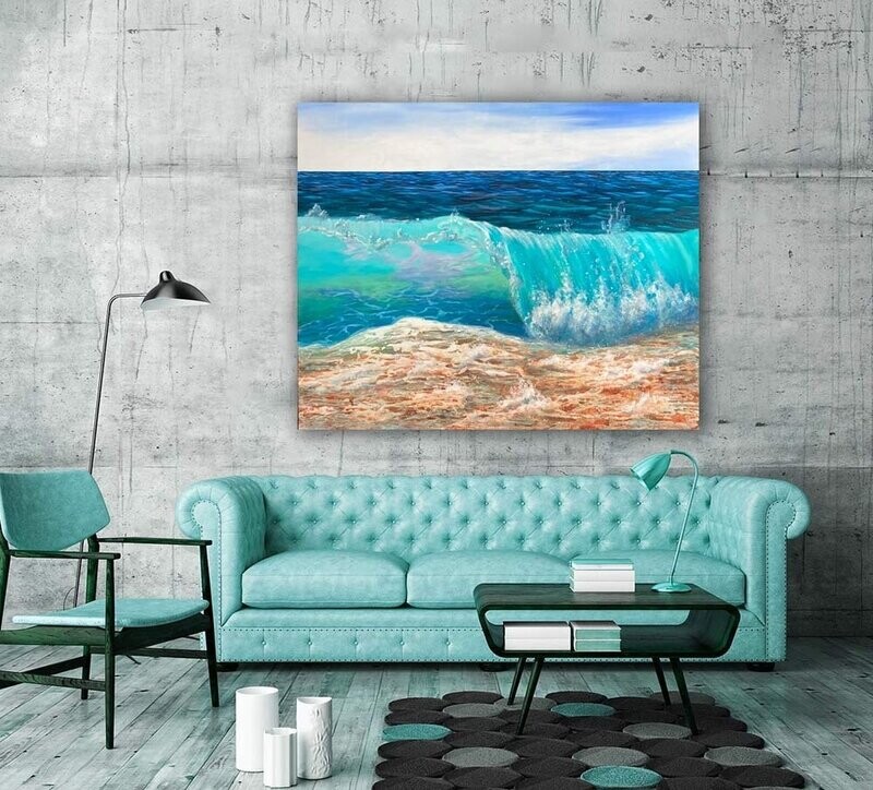 Large original ocean paintings - 'Shore Dance' 150x100cm, mixed media on linen