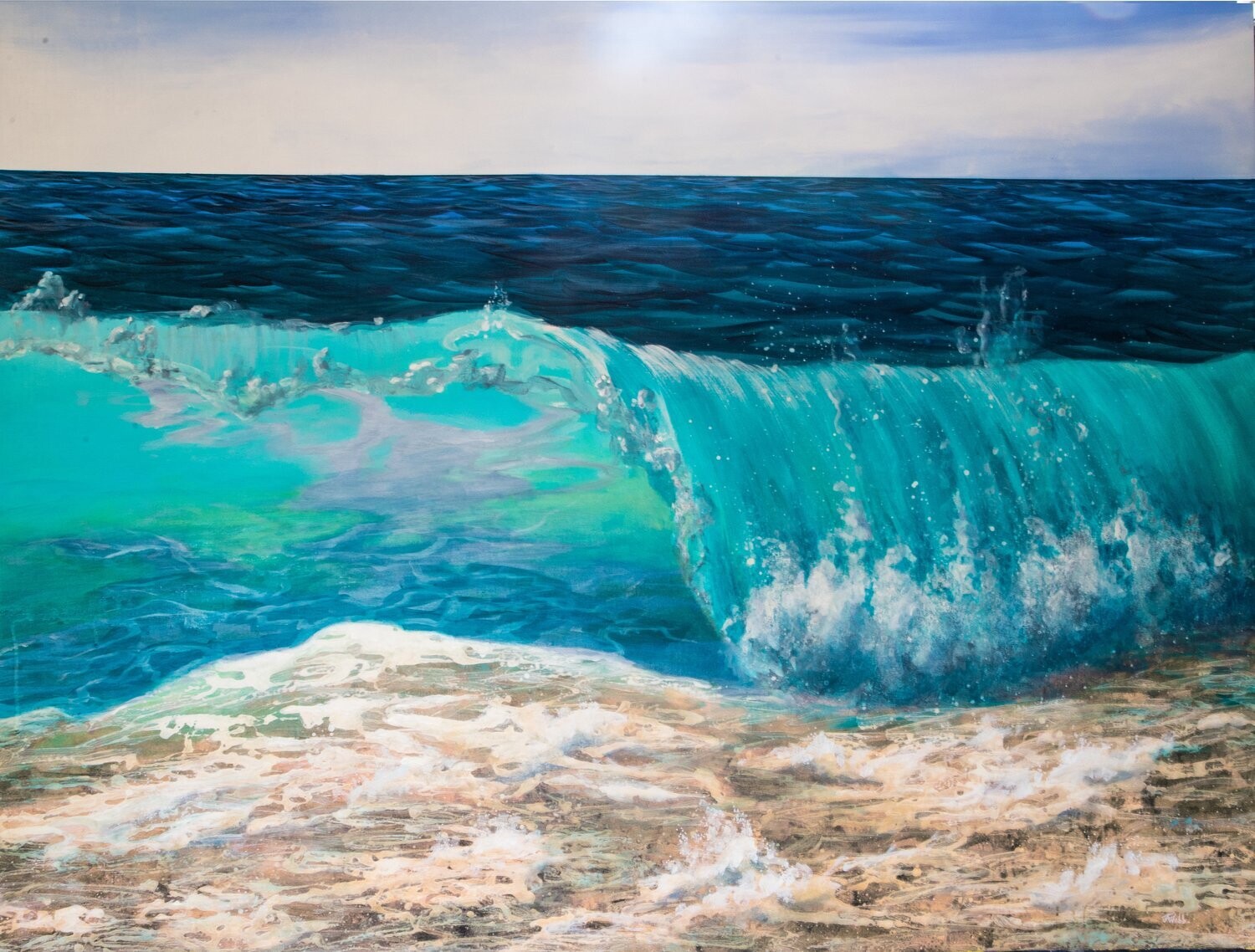 Large original ocean paintings - &#39;Shore Dance&#39; 150x100cm, mixed media on linen
