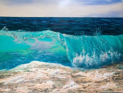 Large original ocean paintings - 'Shore Dance' 150x100cm, mixed media on linen