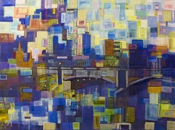 Princes Bridge on the Yarra - 100x70cm, mixed media on canvas
