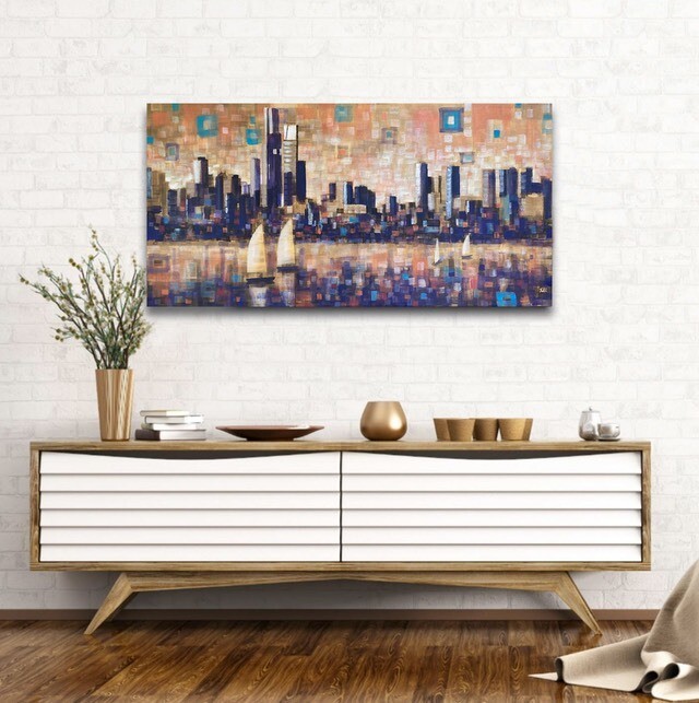 painting of melbourne in a room setting