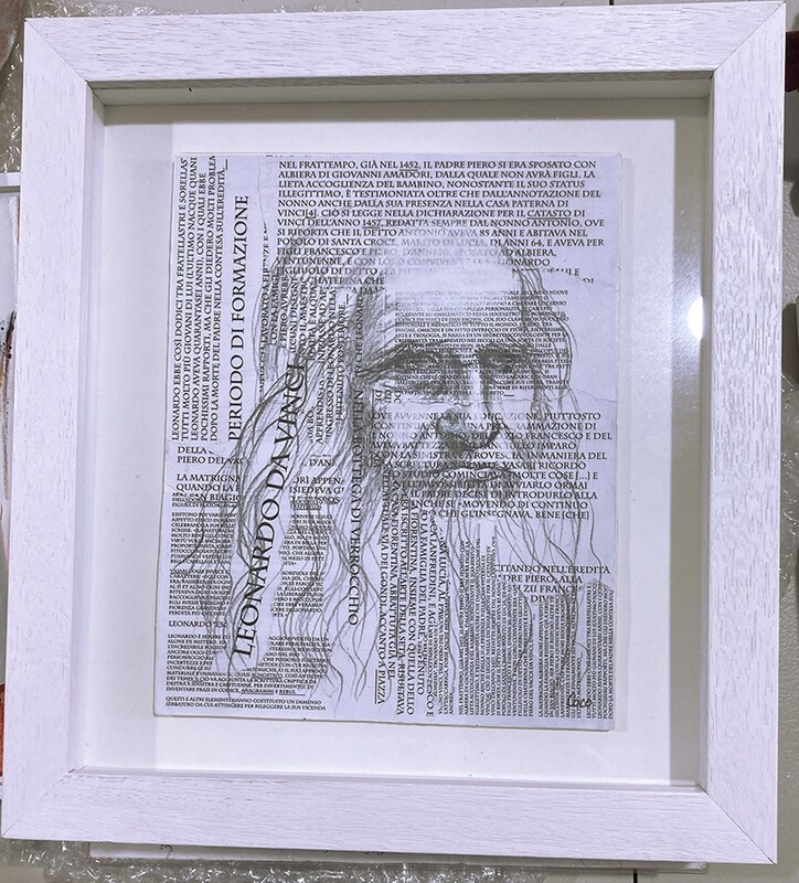 Tribute to Leonardo Da Vinci-30 x 40 cm , mixed media collage, Coco