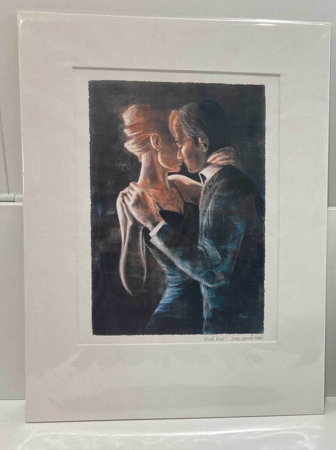 Figure painting reproduction &#39; First Kiss&#39; - 40x50cm , print on watercolour paper, mounted with white matt