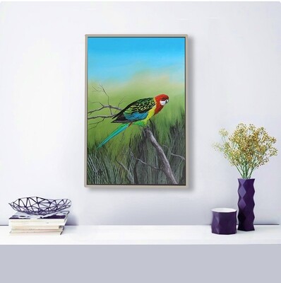 Eastern rosella bird painting insallation