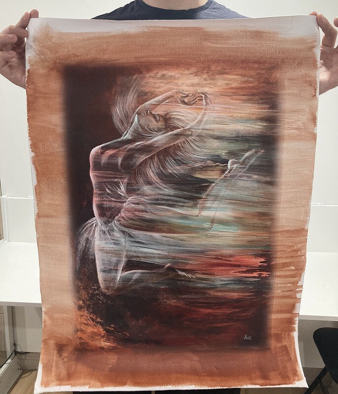 Hand-finished canvas print - &#39;Across the World&#39;, 60x40cm