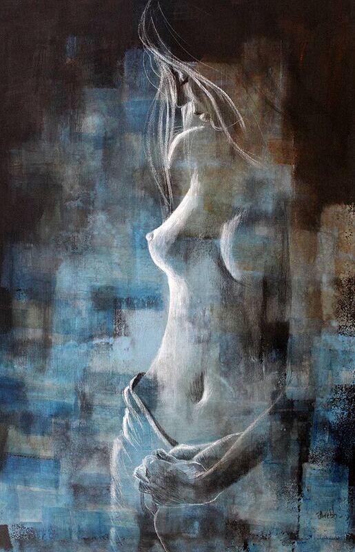 Hand-finished canvas print -Figure - 'Solitude', 60x40cm