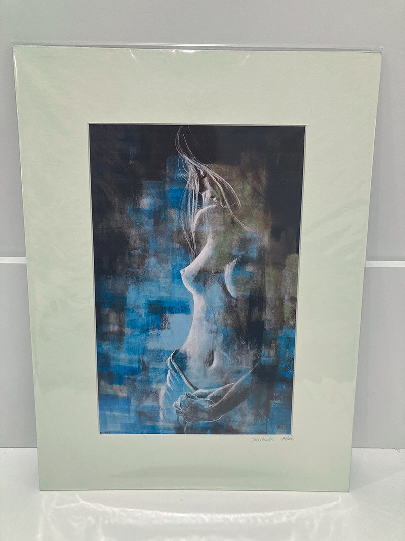 Figure painting reproduction &#39; Solitude&#39; - 40x50cm , print on watercolour paper, mounted with white matt