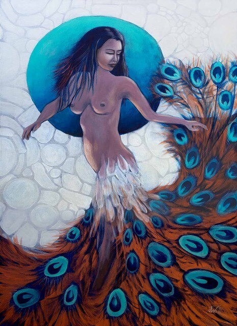 Hand-finished canvas print -Figure - 'Chameleon', 40x60cm