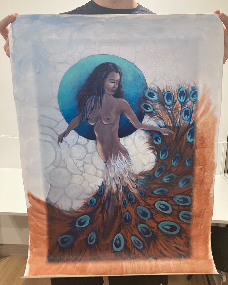 Hand-finished canvas print -Figure - &#39;Chameleon&#39;, 40x60cm