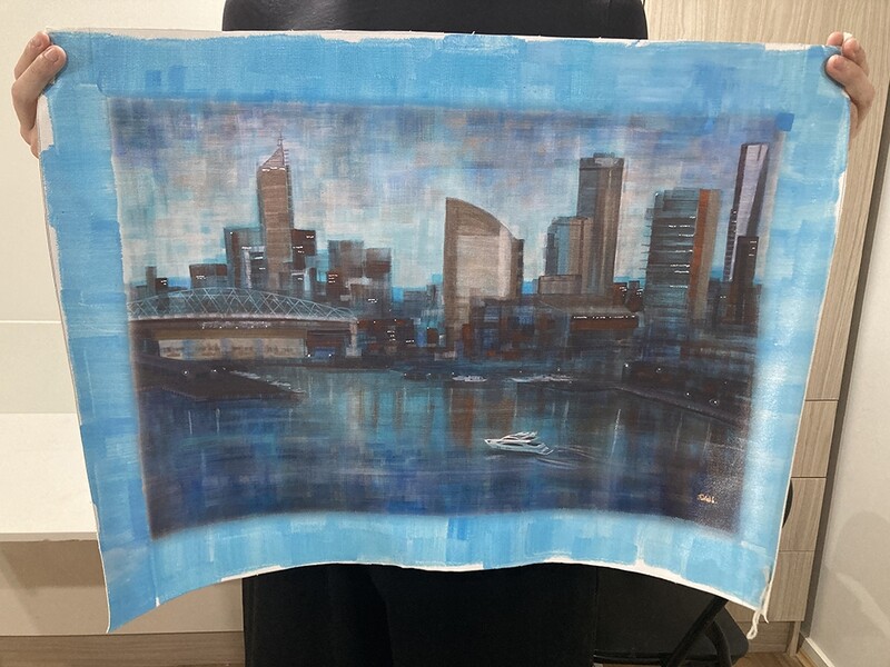 Hand-finished canvas print -Melbourne Artworks - &#39;Docklands&#39;, 40x60cm