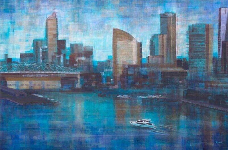 Hand-finished canvas print -Melbourne Artworks - 'Docklands', 40x60cm