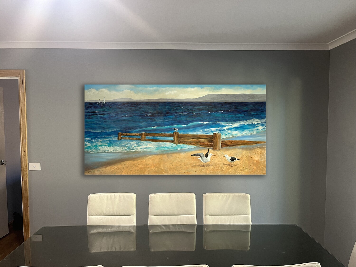 Large ocean artworks - &#39;Shoreline, Rye&#39;  - extra-large hand-finished limited edition/100 on canvas, from