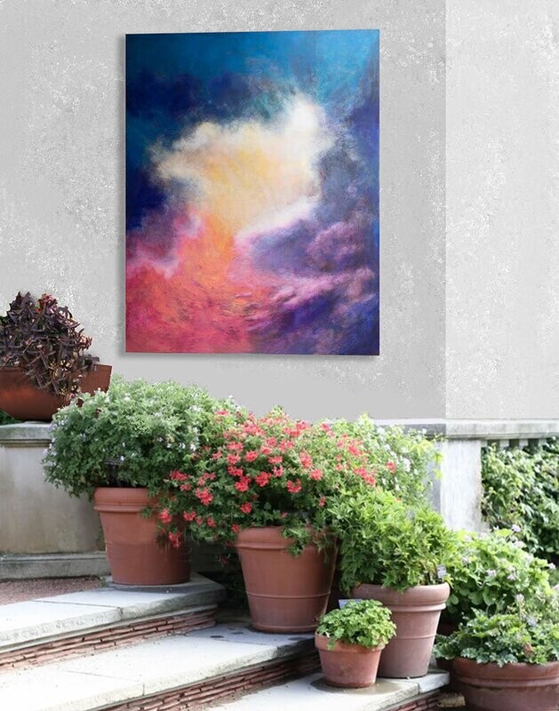 Large abstract outdoor painting - 'Glow Beyond x'- 120x90 cm , John Louis Lloyd