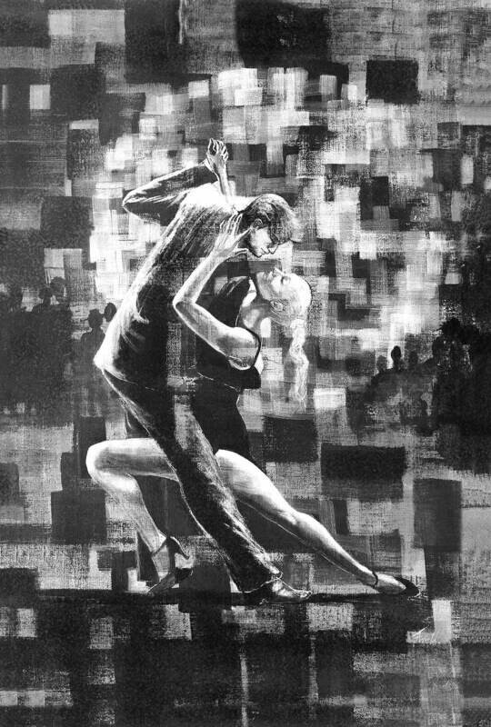 Artist dance print - &#39;El Tango&#39;   - Black &amp; White or vibrant colours
