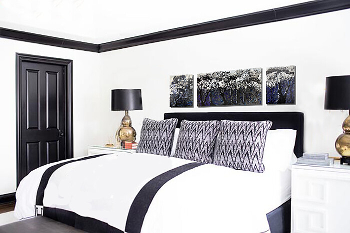 Suite of 3 black and white paintings